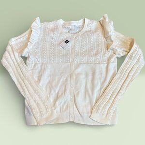 GAP Cream Cardigan with Ruffle Accents Girls (XL 12) NEW